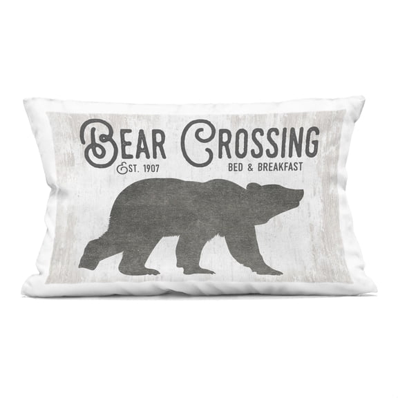 Stupell Industries - Rustic Bear Crossing Throw Pillow 14" x 20" by Lettered and Lined