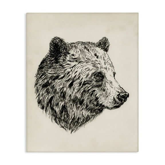 Stupell Industries Rustic Bear Drawing Animals & Insects Drawing Gallery Wrapped Canvas Art Print Wall Art, 16 x 20