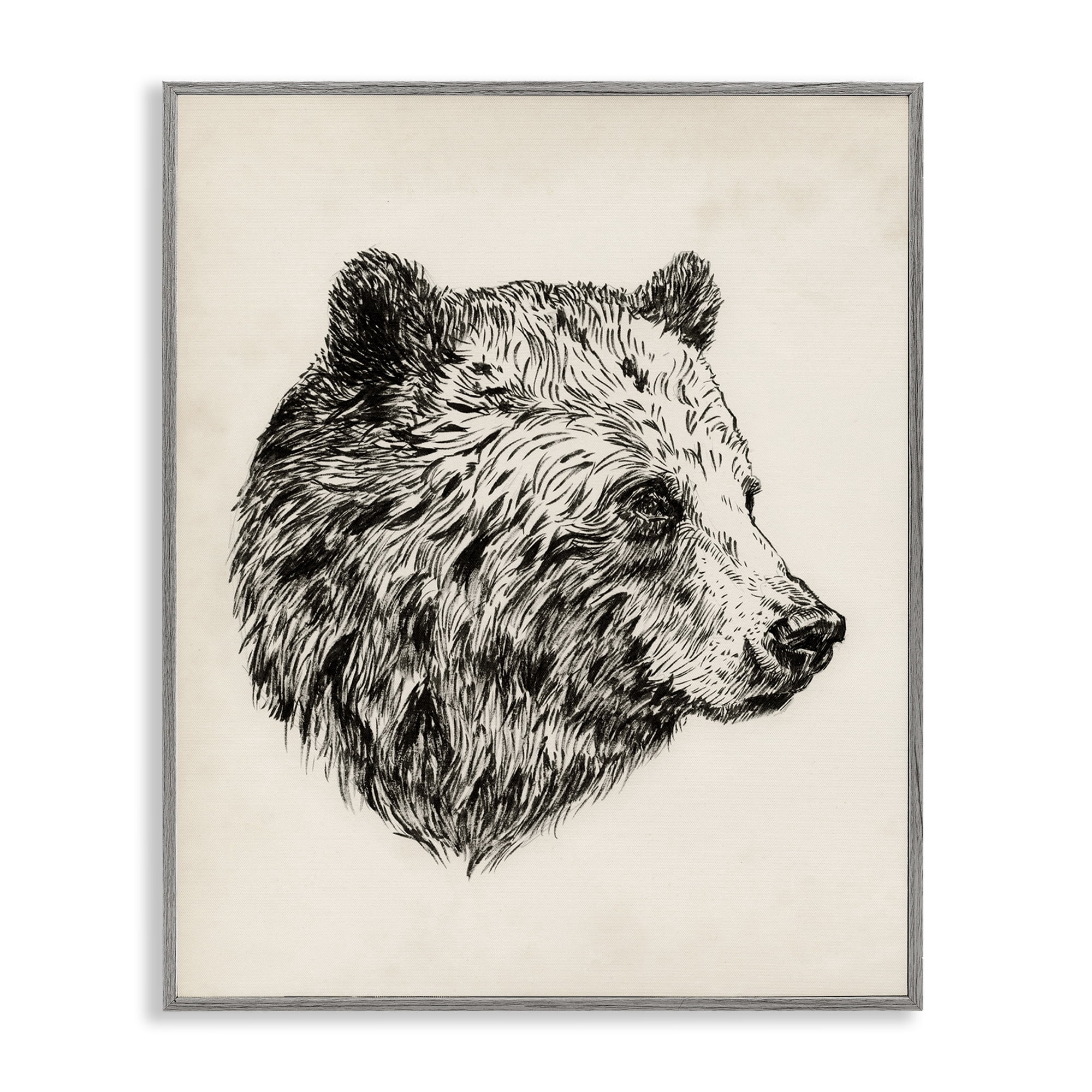 Stupell Industries Rustic Bear Drawing Animals & Insects Drawing Gray Framed Art Print Wall Art, 11 x 14