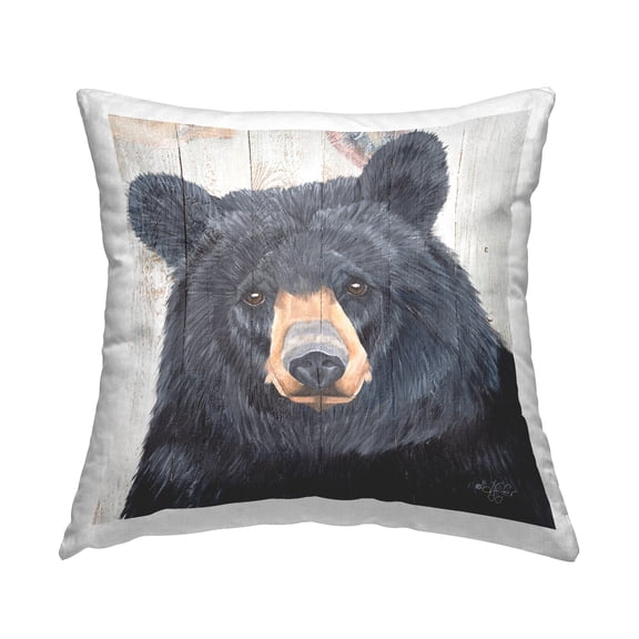 Stupell Industries Rustic Bear Face Decorative Printed Throw Pillow Design by Diane Fifer