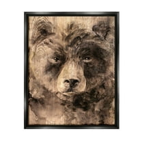 Stupell Industries Rustic Bear Portrait Animals & Insects Painting Black Floater Framed Art Print Wall Art, 17 x 21