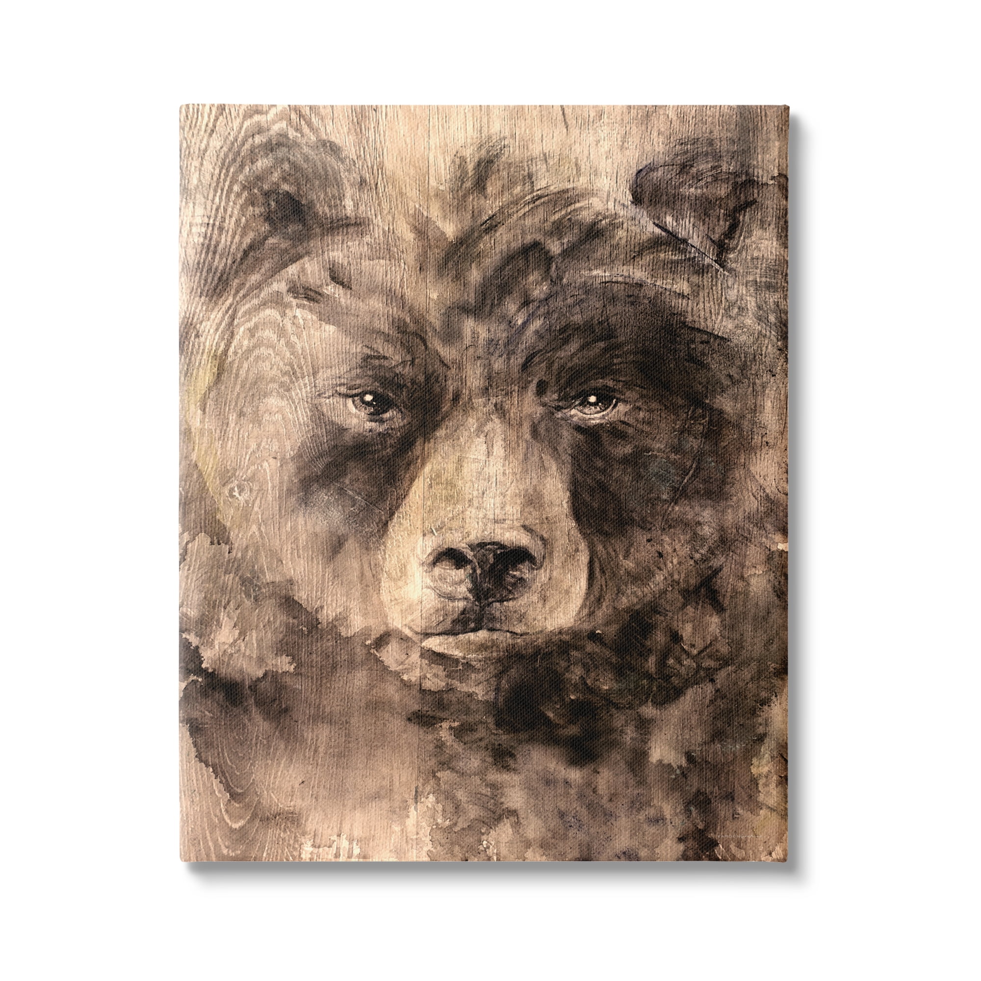 Stupell Industries Rustic Bear Portrait Animals & Insects Painting Gallery Wrapped Canvas Print Wall Art, 16 x 20