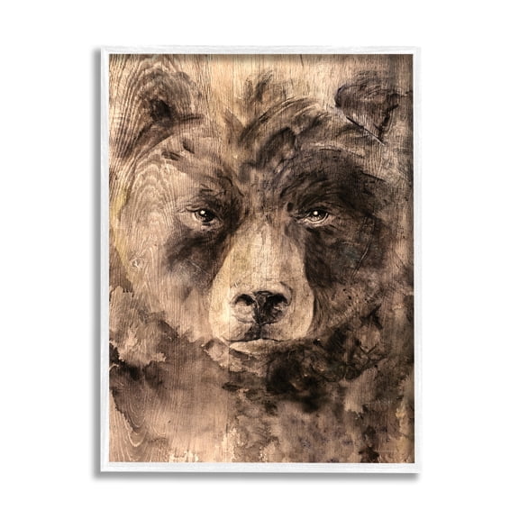 Stupell Industries Rustic Bear Portrait Animals & Insects Painting White Framed Art Print Wall Art, 11 x 14
