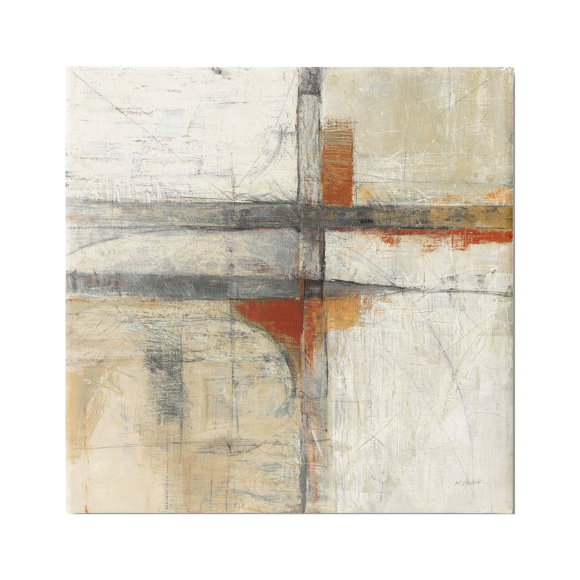 Stupell Industries Rustic Beige Abstraction Abstract Painting Gallery Wrapped Canvas Art Print Wall Art, 17 x 17