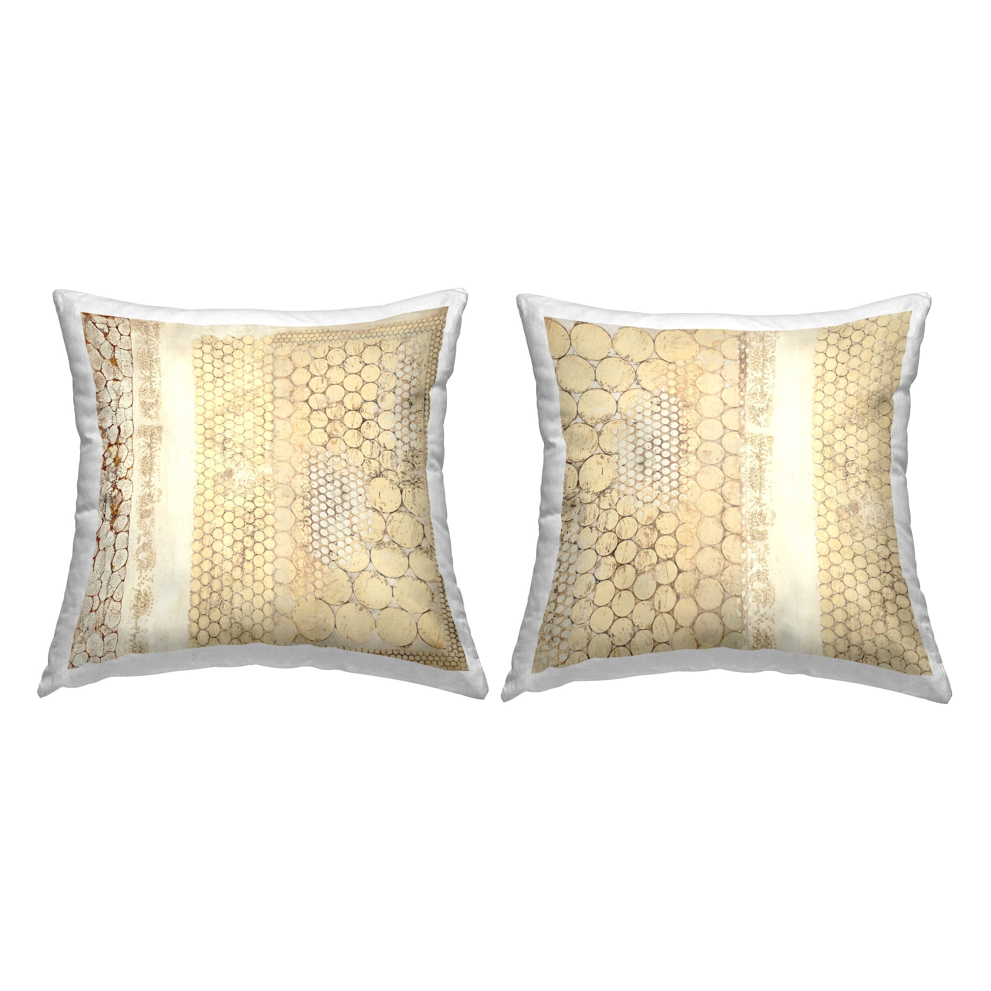 Stupell Industries Rustic Beige Geometric Pattern Square Decorative Printed Throw Pillow, 18 x 18, Set of 2