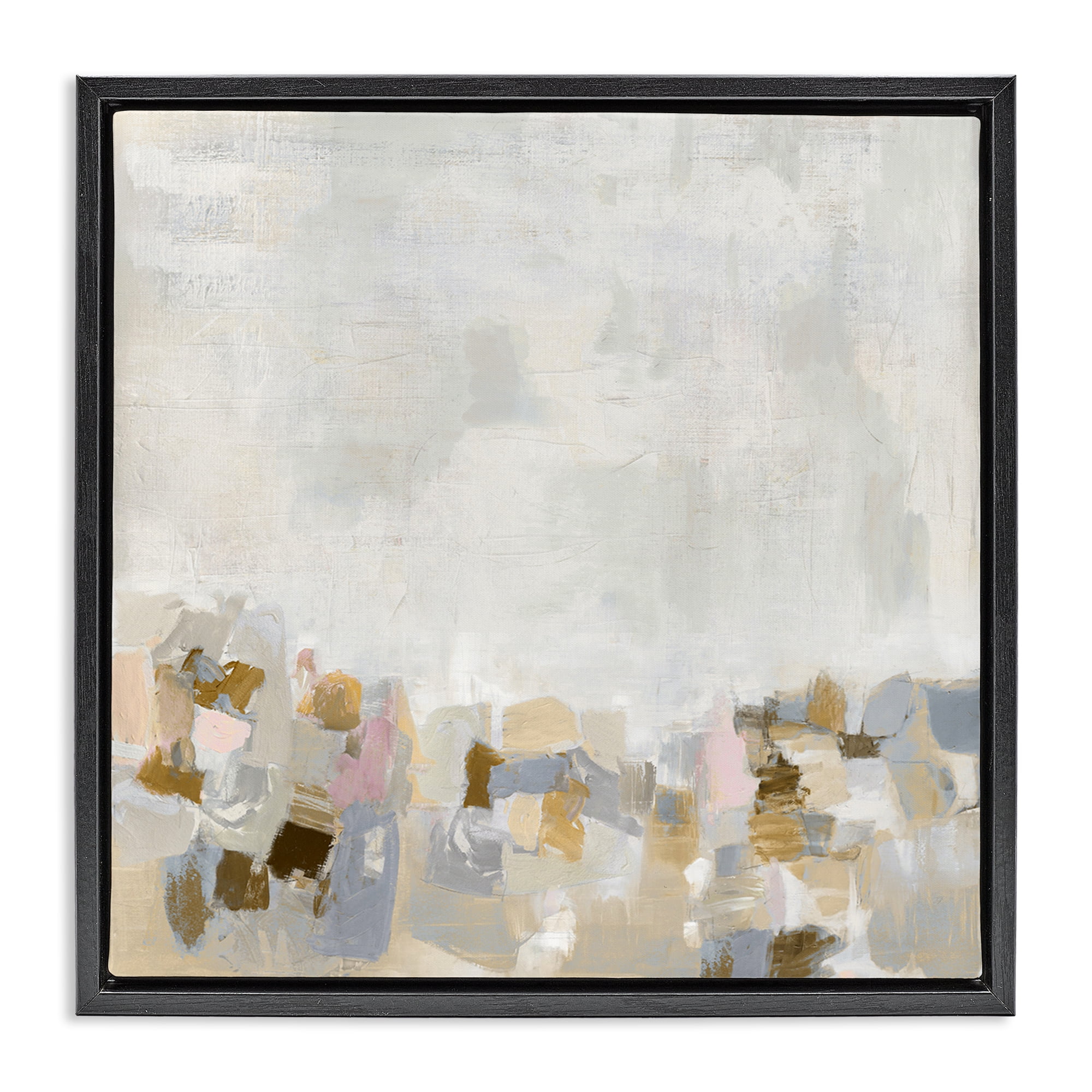 Stupell Industries Rustic Beige & Grey Abstract Painting Black Floater Framed Canvas Art Print Wall Art, 18 x 18