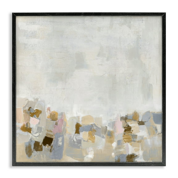 Stupell Industries Rustic Beige & Grey Abstract Painting Black Framed Art Print Wall Art, 12 x 12