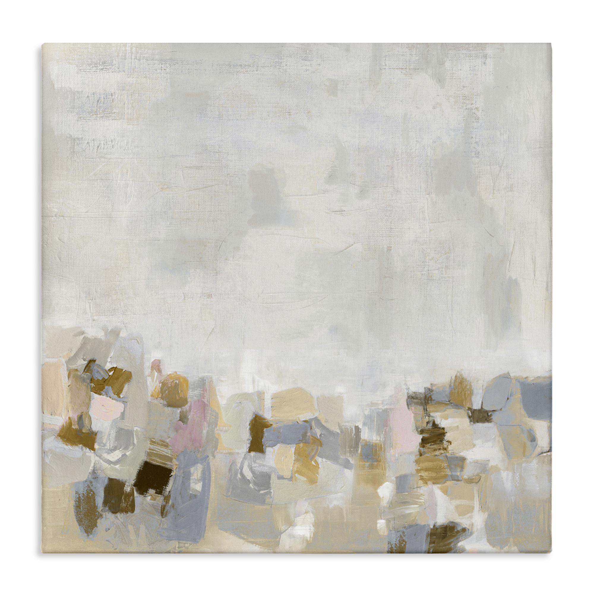 Stupell Industries Rustic Beige & Grey Abstract Painting Gallery Wrapped Canvas Art Print Wall Art, 24 x 24