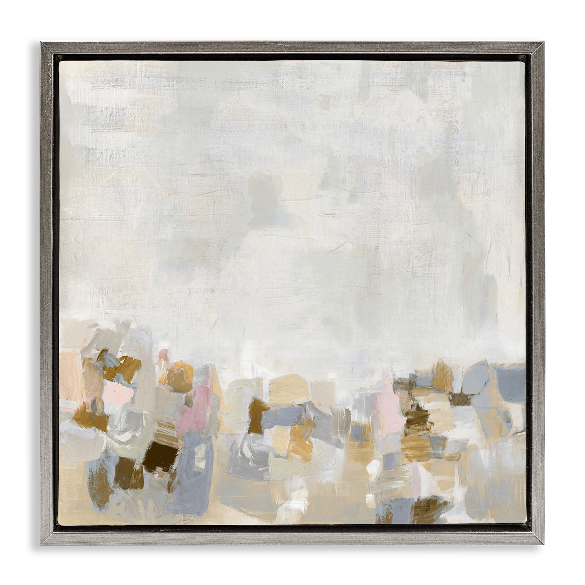 Stupell Industries Rustic Beige & Grey Abstract Painting Gray Floater Framed Canvas Art Print Wall Art, 25 x 25