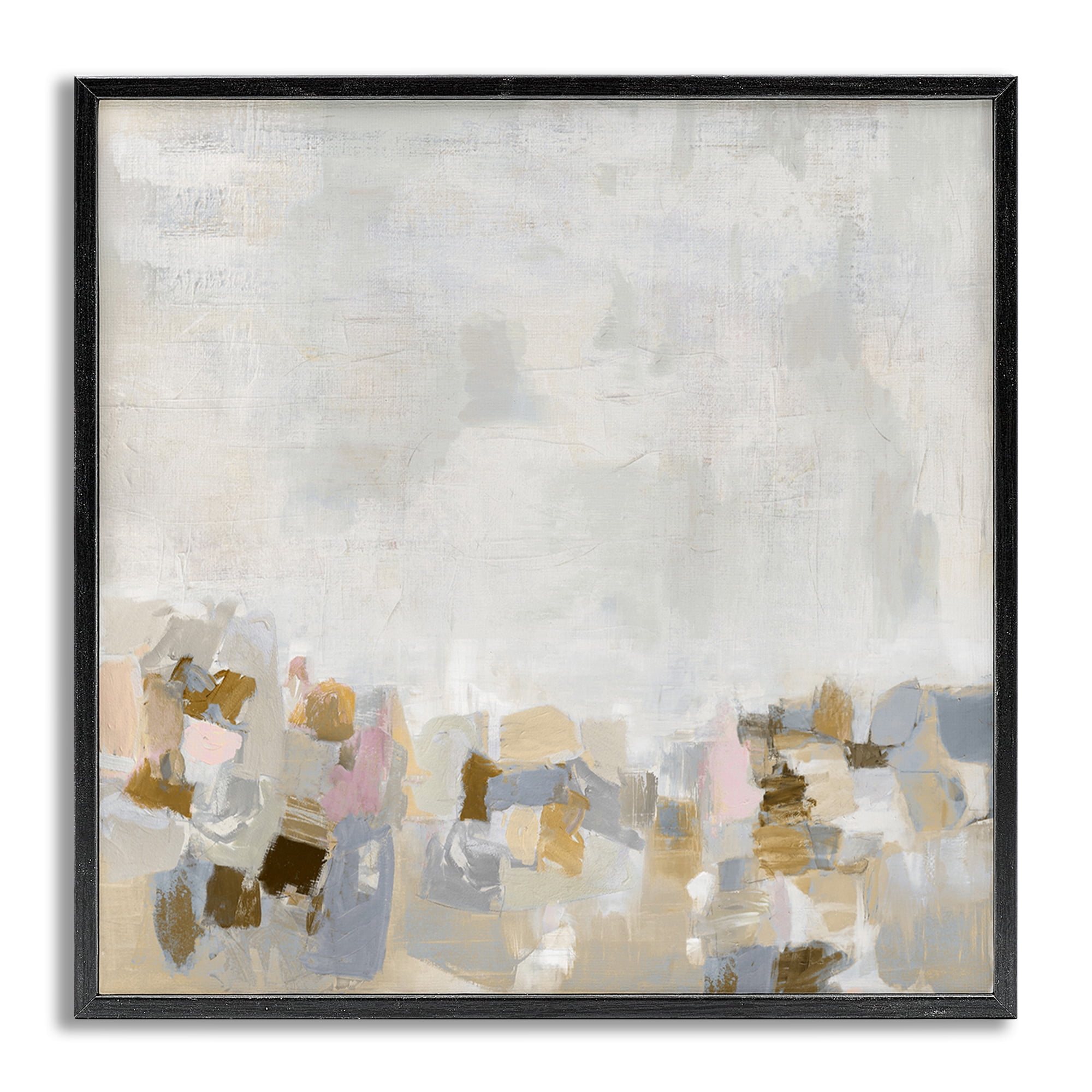 Stupell Industries Rustic Beige & Grey Abstract Painting Gray Framed Art Print Wall Art, 17 x 17