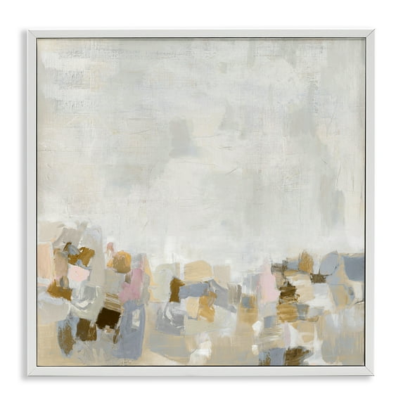 Stupell Industries Rustic Beige & Grey Abstract Painting White Framed Art Print Wall Art, 12 x 12