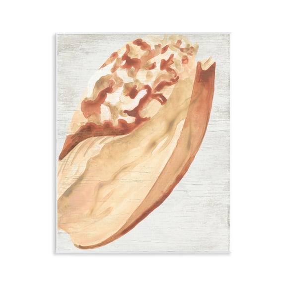 Stupell Industries Rustic Beige Shell Nautical & Beach Painting Unframed Art Print Wall Art, 11 x 14