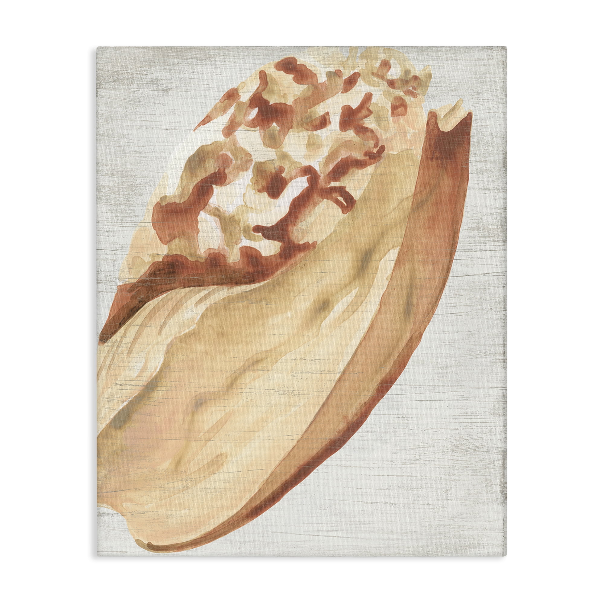 Stupell Industries Rustic Beige Shell Nautical & Beach Painting Wrapped Canvas Art Print Wall Art, 16 x 20