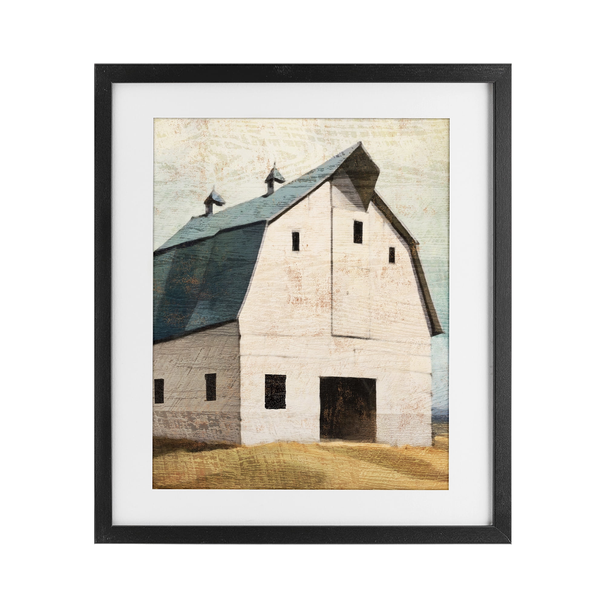 Stupell Industries Rustic Big Barn Blue Black Framed Print Under Glass, design by Susan Jill