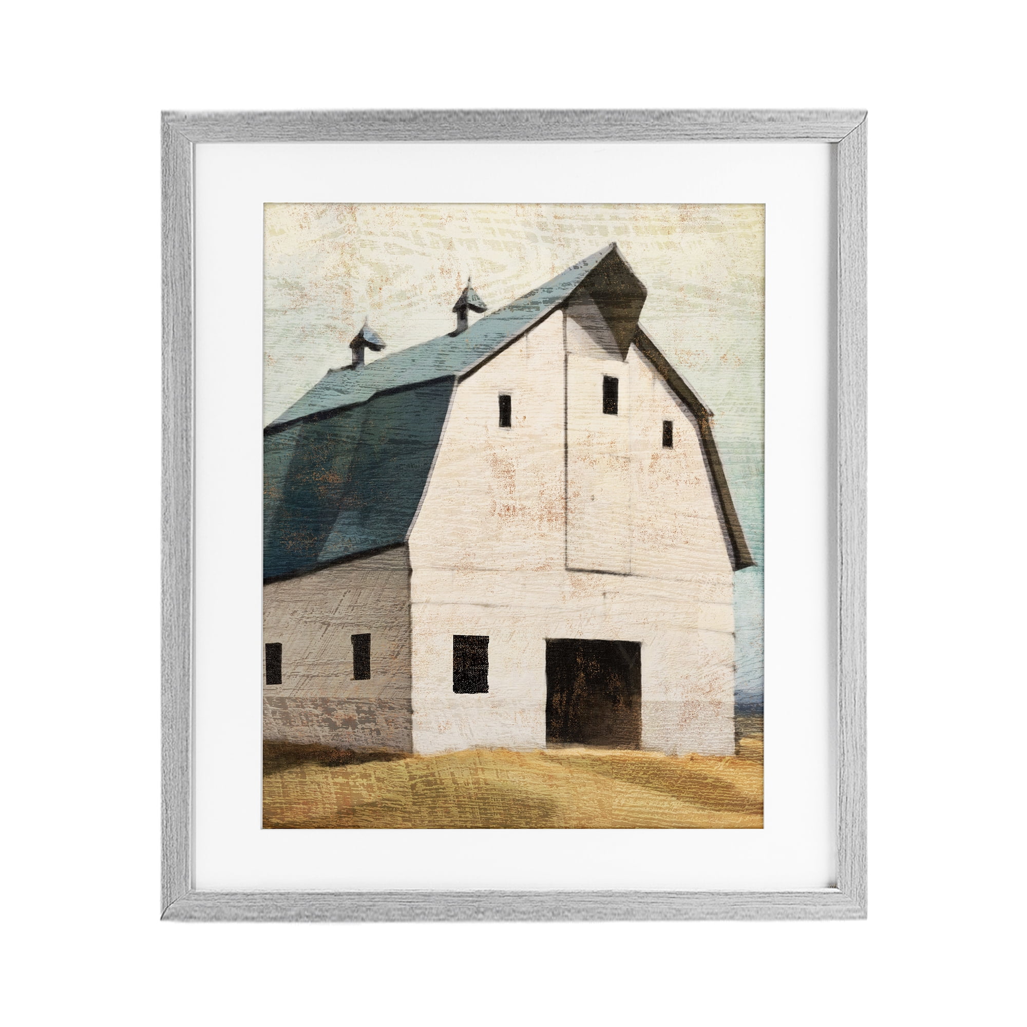 Stupell Industries Rustic Big Barn Blue Gray Framed Print Under Glass, design by Susan Jill