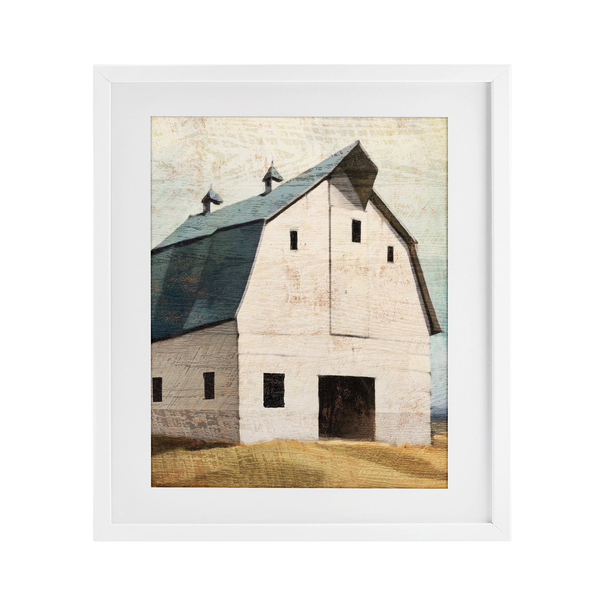 Stupell Industries Rustic Big Barn Blue White Framed Print Under Glass, design by Susan Jill