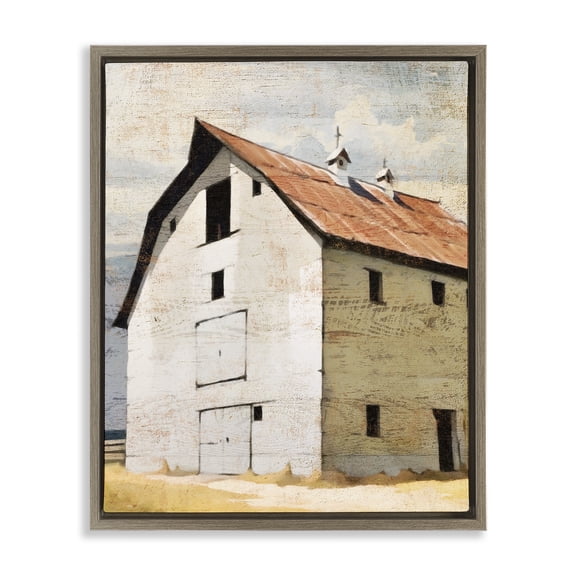 Stupell Industries Farmhouse Rustic Big Barn Red Brown Floating Frame Canvas Art, 17 x 21, by Susan Jill