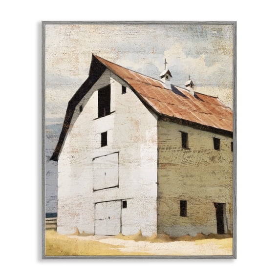 Stupell Industries Farmhouse Rustic Big Barn Red Gray Framed Giclee Art, 24 x 30, by Susan Jill