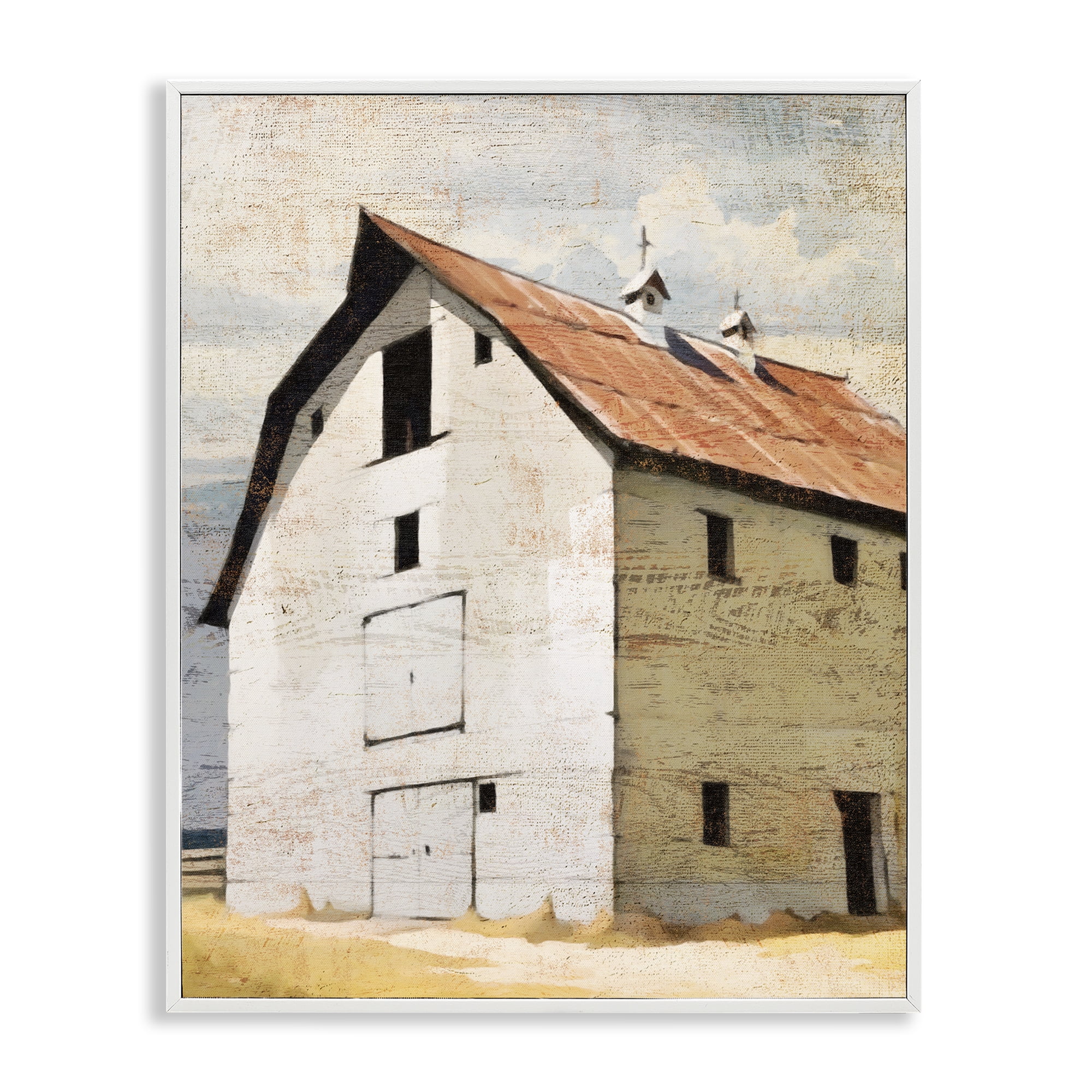 Stupell Industries Rustic Big Barn Red White Framed Giclee Art, design by Susan Jill