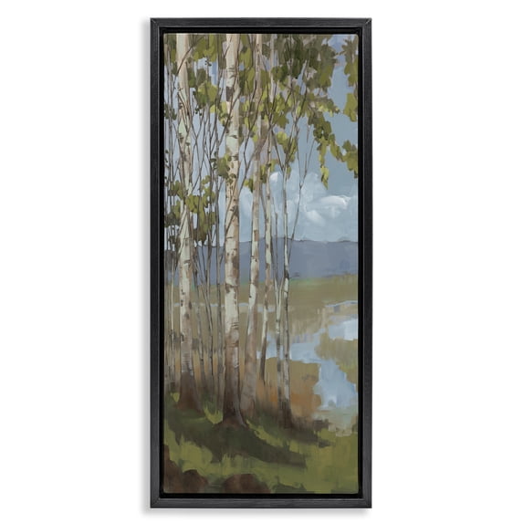 Stupell Industries Traditional Rustic Birch Grove Black Floating Frame Canvas Art, 11 x 25, by Trevor Copenhaver