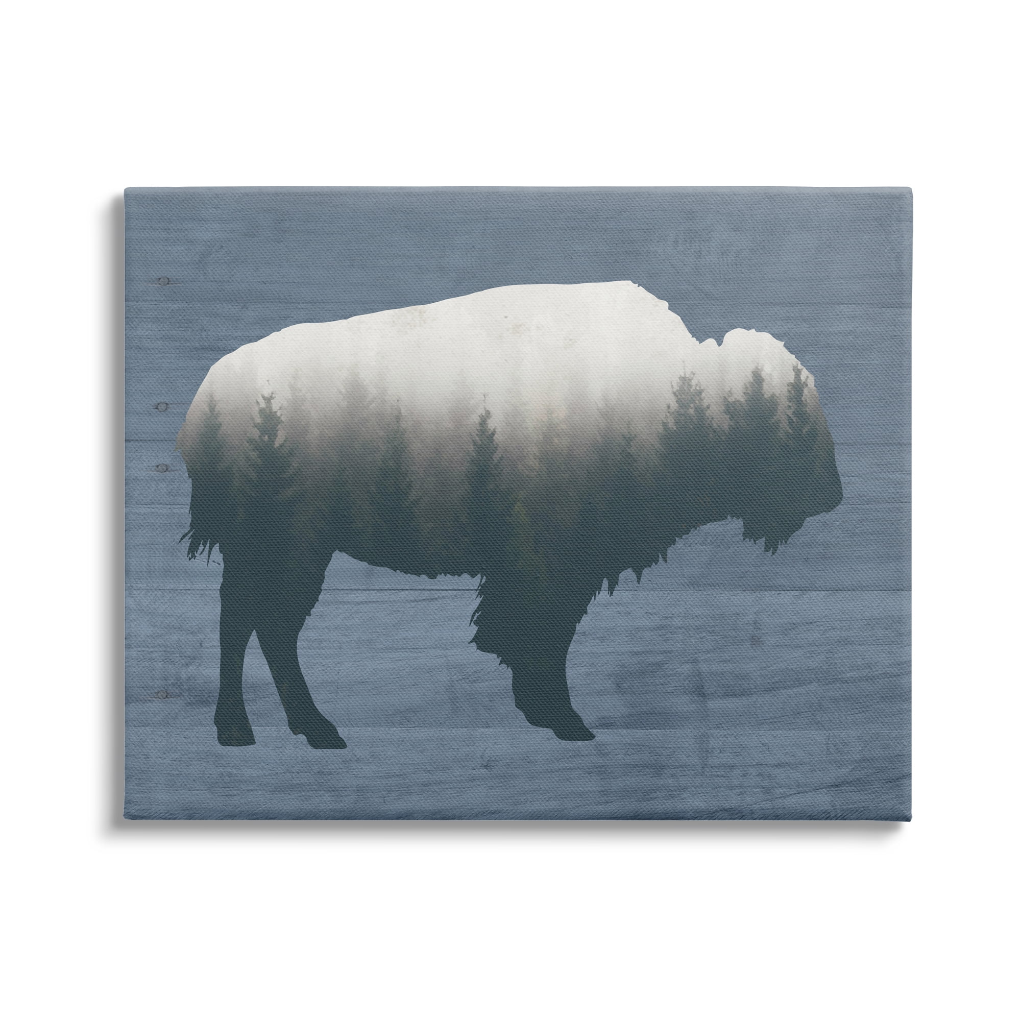 Stupell Industries Rustic Bison Shape Silhouette Forest Trees Pattern Graphic Art Gallery Wrapped Canvas Print Wall Art, Design by Lettered and Lined