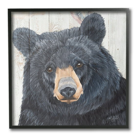 Stupell Industries Rustic Black Bear Animals & Insects Painting Black Framed Art Print Wall Art, 17 x 17
