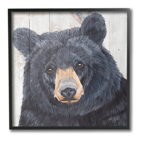 Stupell Industries Rustic Black Bear Animals & Insects Painting Black Framed Art Print Wall Art, 24 x 24