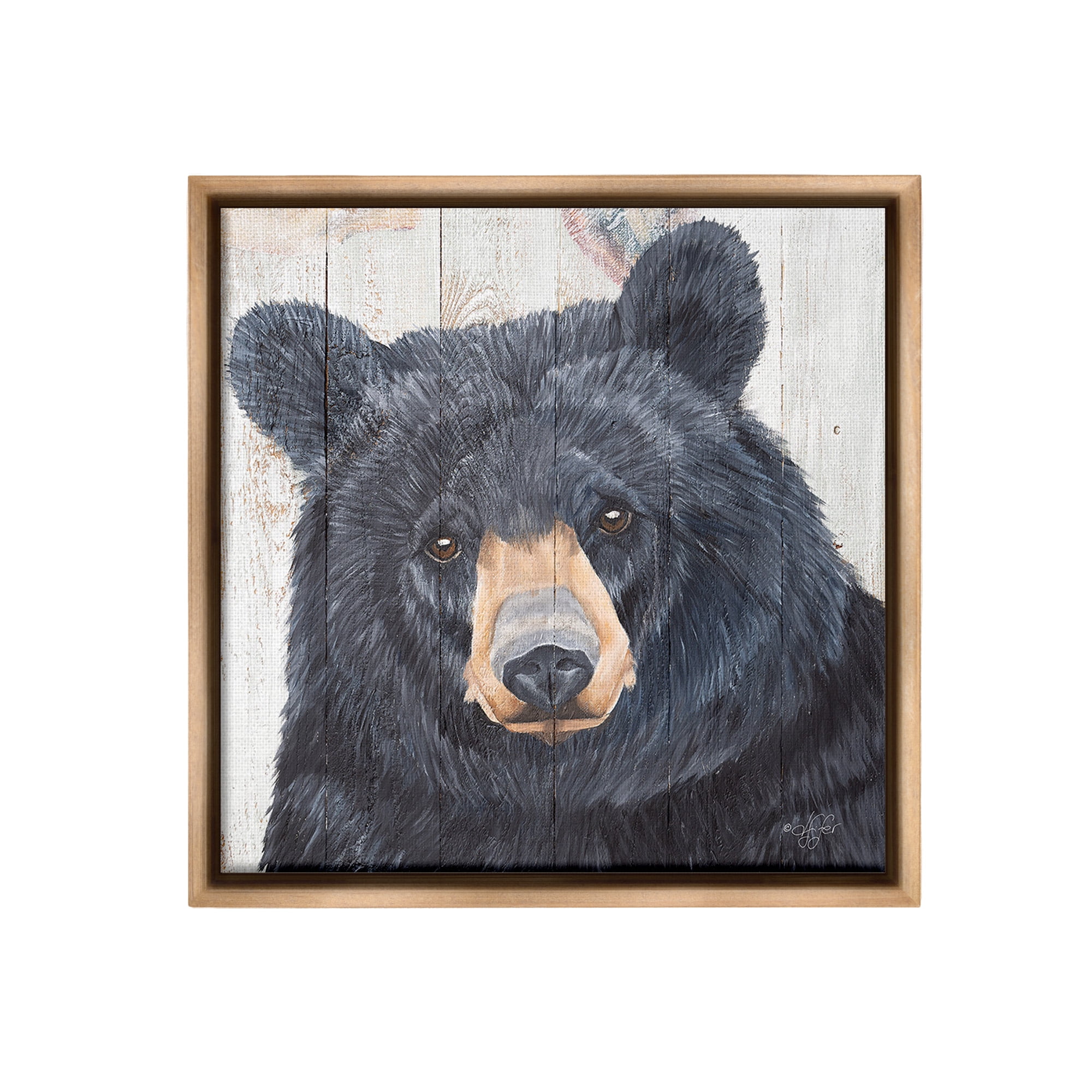 Stupell Industries Rustic Black Bear Animals & Insects Painting Brown Floater Framed Canvas Art Print Wall Art, 18 x 18