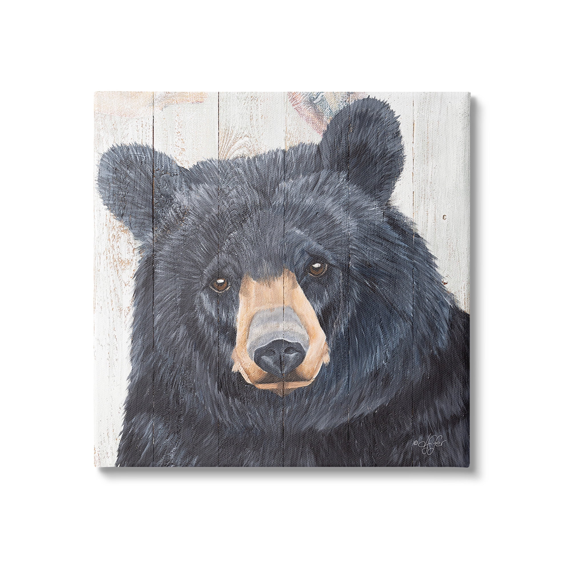Stupell Industries Rustic Black Bear Animals & Insects Painting Gallery Wrapped Canvas Art Print Wall Art, 17 x 17