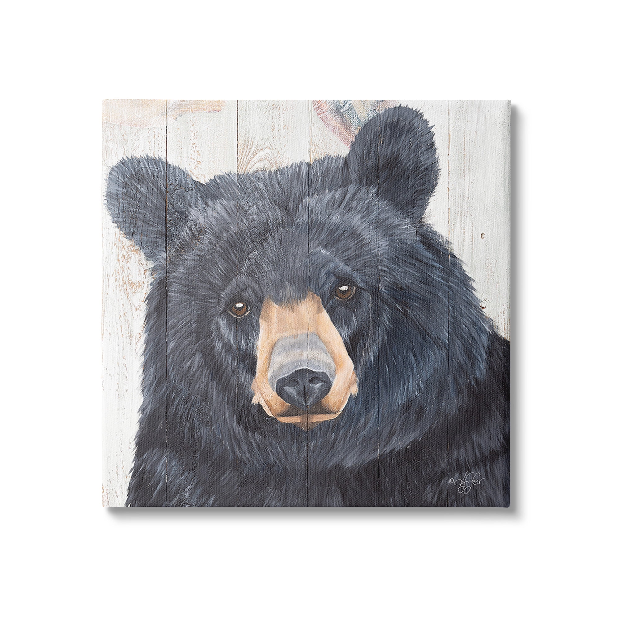 Stupell Industries Rustic Black Bear Animals & Insects Painting Gallery Wrapped Canvas Art Print Wall Art, 24 x 24