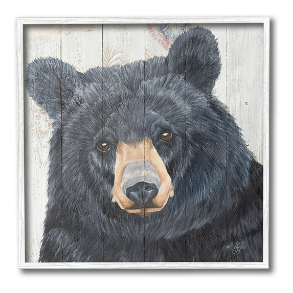 Stupell Industries Rustic Black Bear Animals & Insects Painting White Framed Art Print Wall Art, 24 x 24