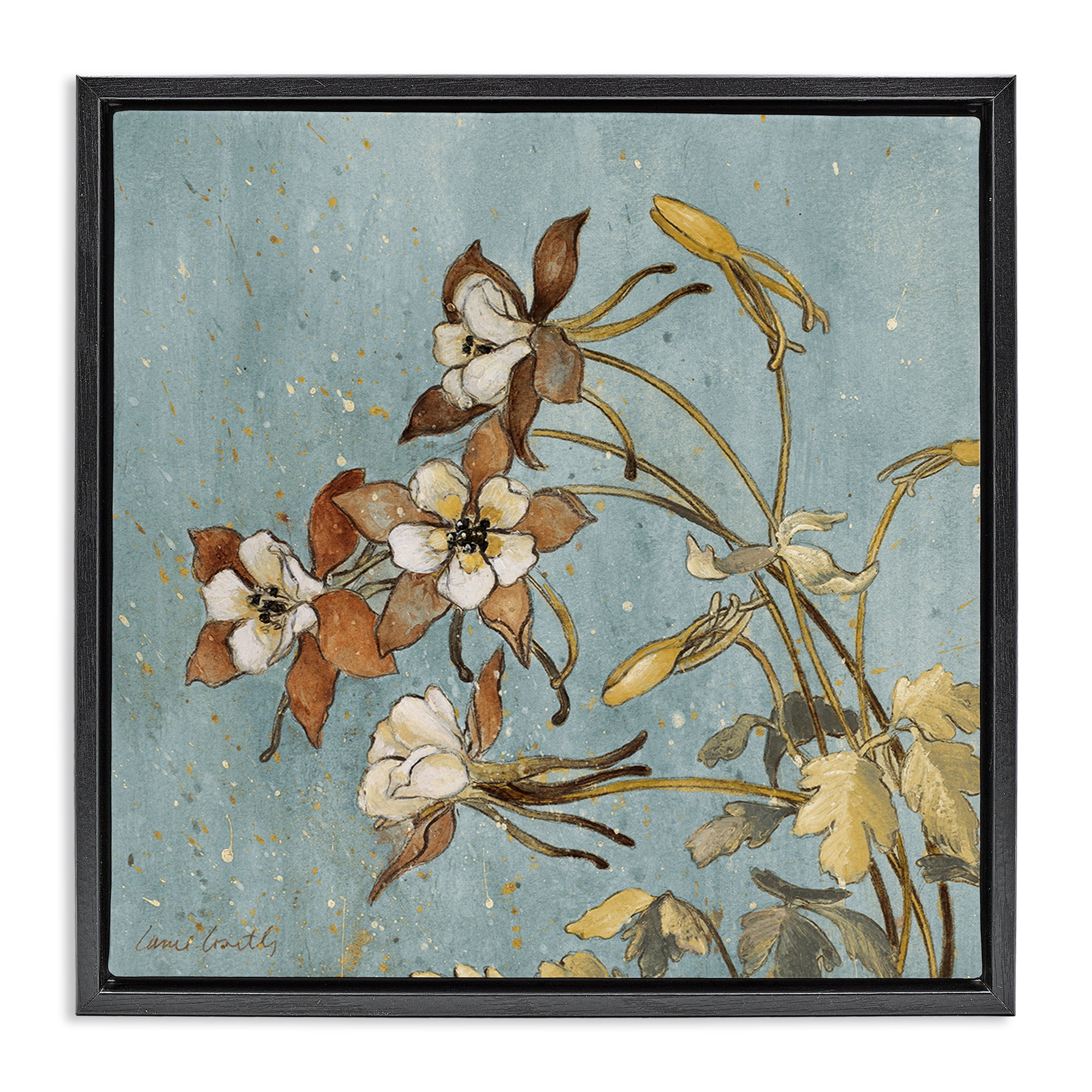 Stupell Industries Rustic Blooming Buds Botanical & Floral Painting Black Floater Framed Canvas Art Print Wall Art, 25 x 25