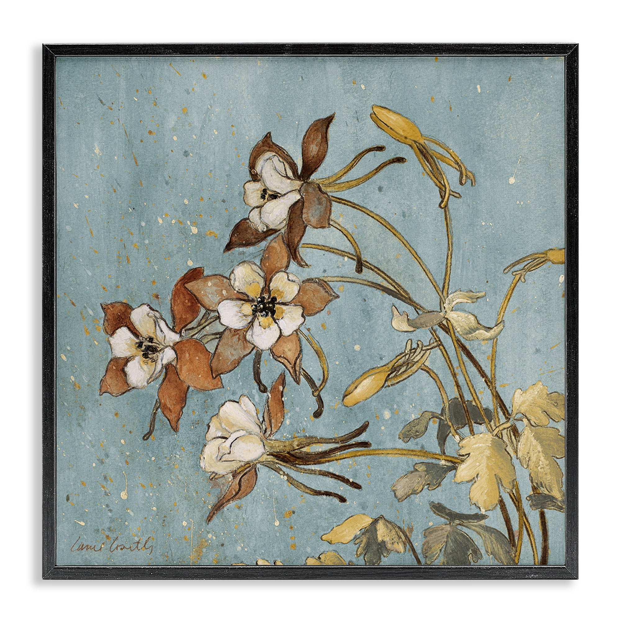 Stupell Industries Rustic Blooming Buds Botanical & Floral Painting Black Framed Art Print Wall Art, 24 x 24