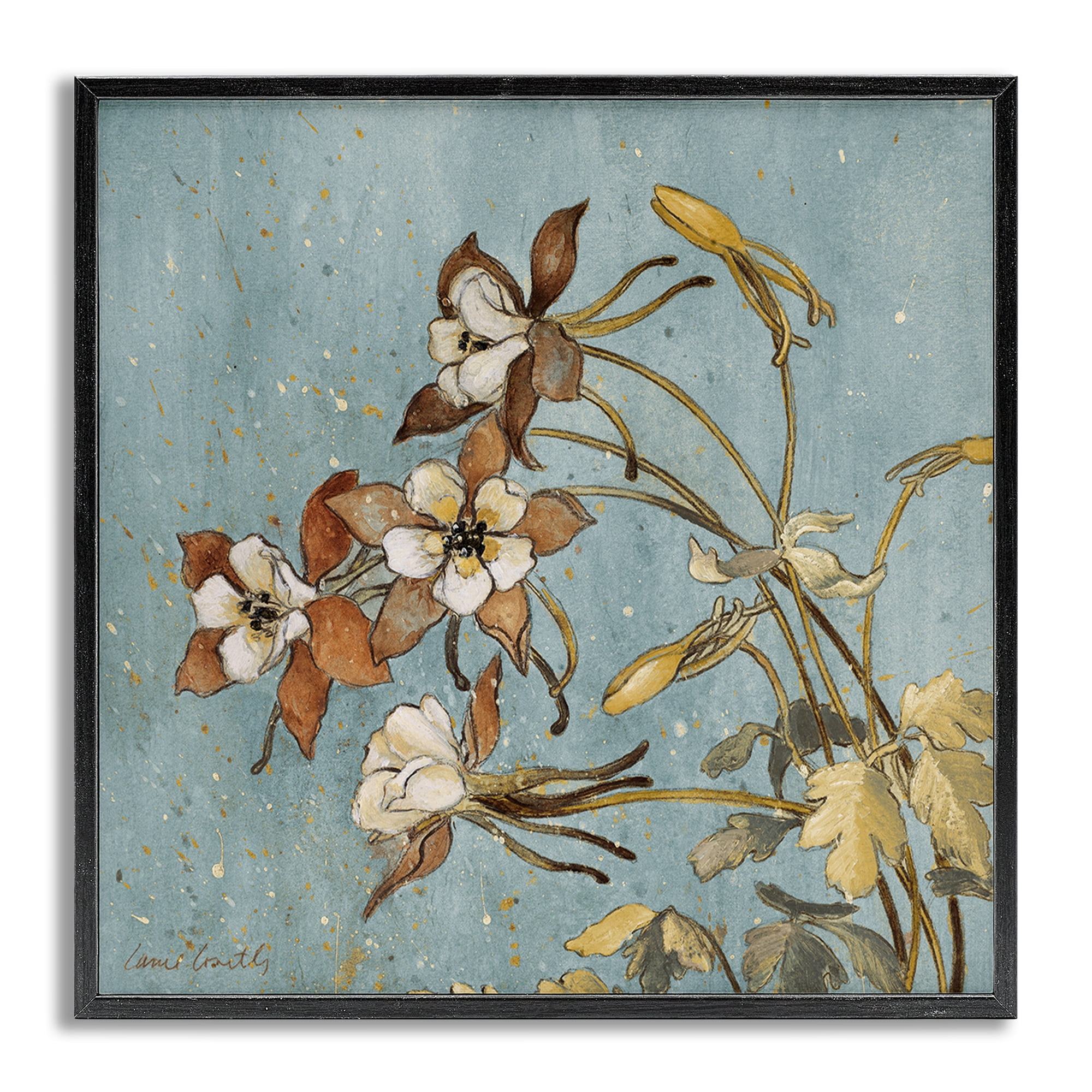 Stupell Industries Rustic Blooming Buds Botanical & Floral Painting Gray Framed Art Print Wall Art, 17 x 17