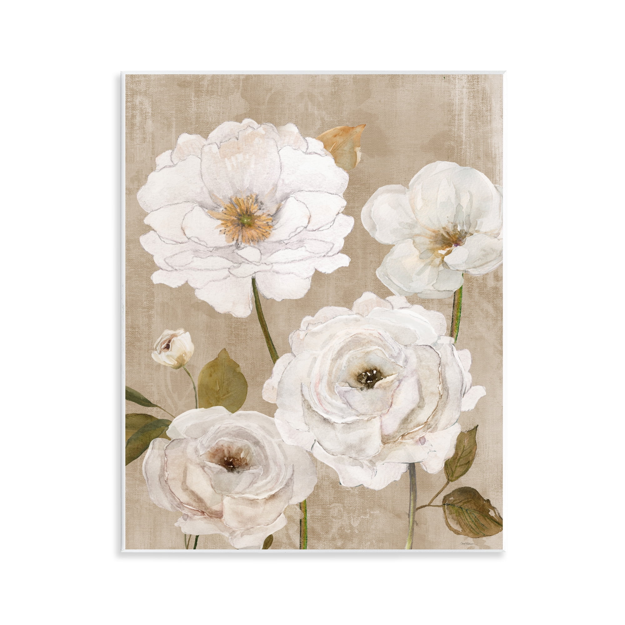 Stupell Industries Rustic Blooms in White Wall Plaque Art, design by Carol Robinson