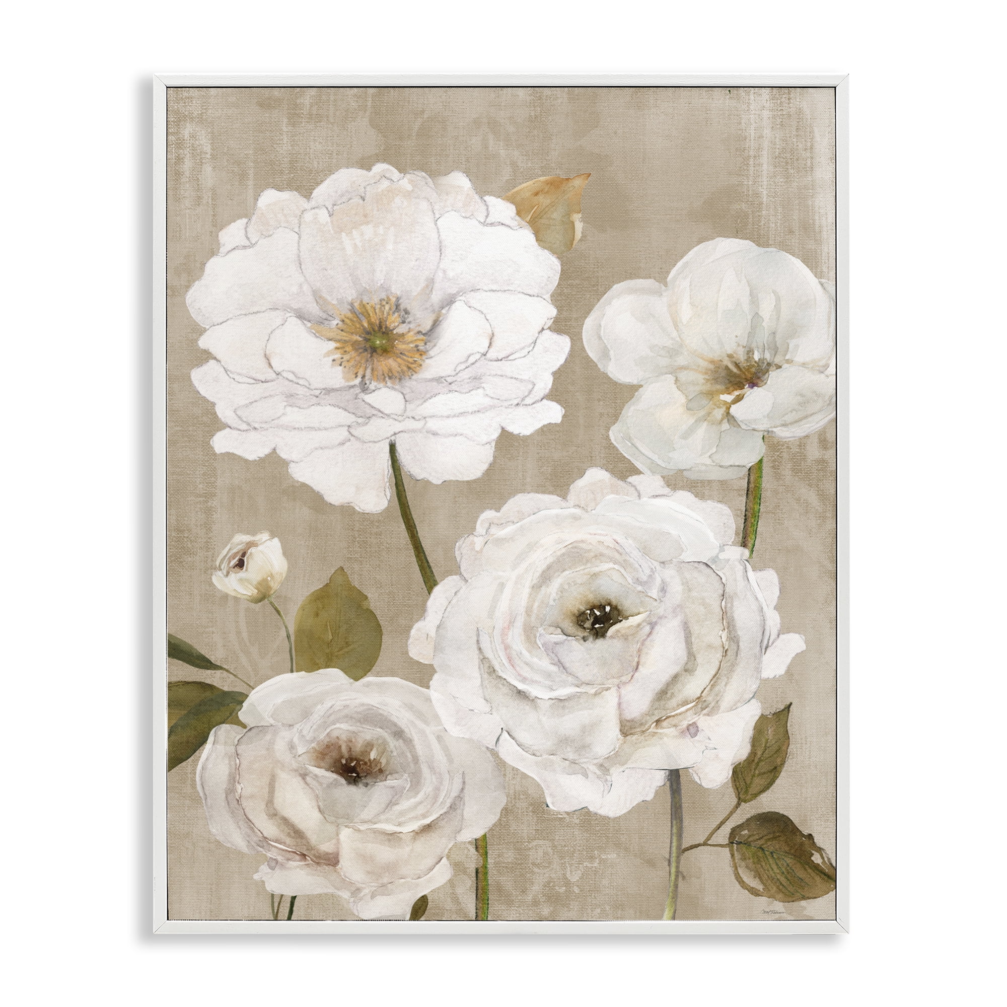 Stupell Industries Rustic Blooms in White White Framed Giclee Art, design by Carol Robinson
