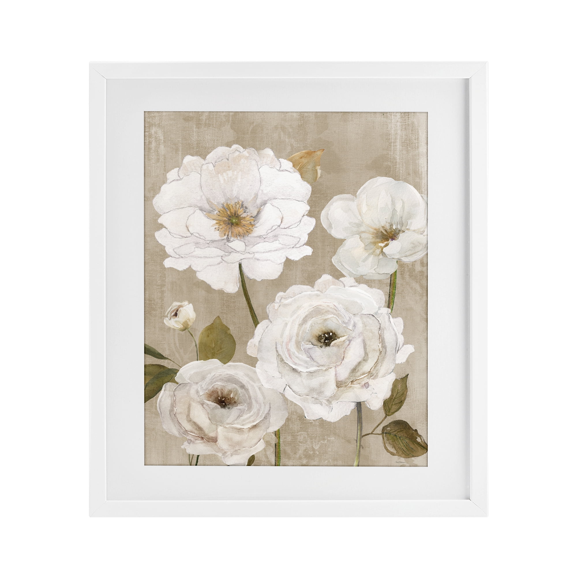 Stupell Industries Rustic Blooms in White White Framed Print Under Glass, design by Carol Robinson