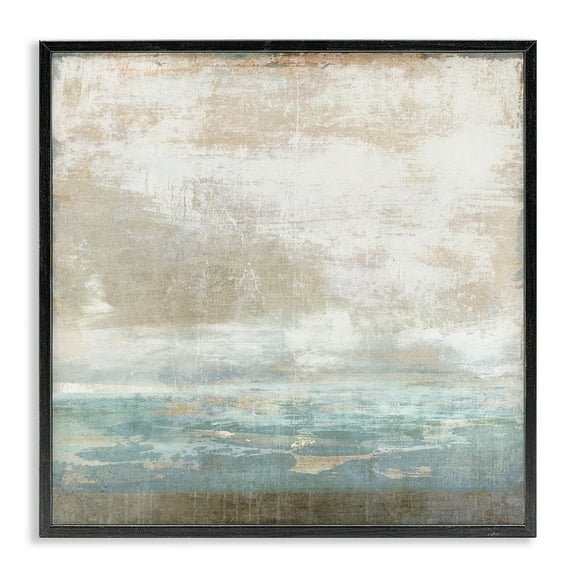 Stupell Industries Rustic Blue Beige Ombre Abstract Painting Black Framed Art Print Wall Art, 12 x 12