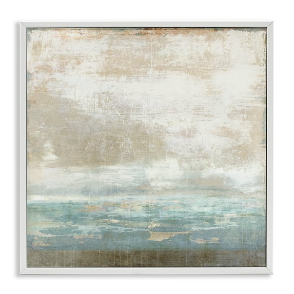 Stupell Industries Rustic Blue Beige Ombre Abstract Painting White Framed Art Print Wall Art, 24 x 24