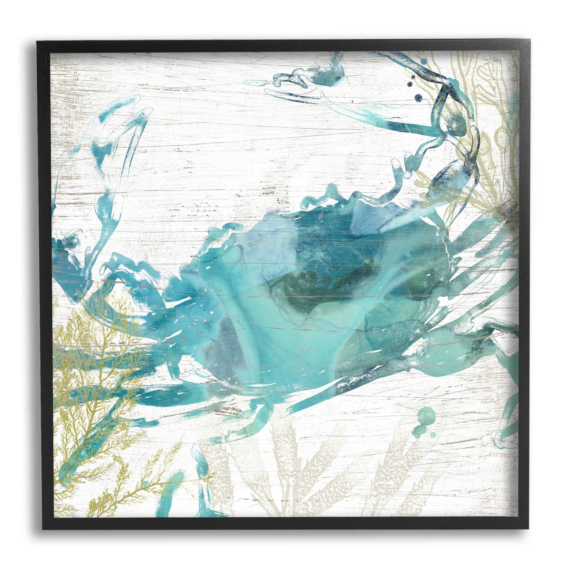 Stupell Industries Rustic Blue Crab Abstract Animals & Insects Painting Black Framed Art Print Wall Art, 24 x 24