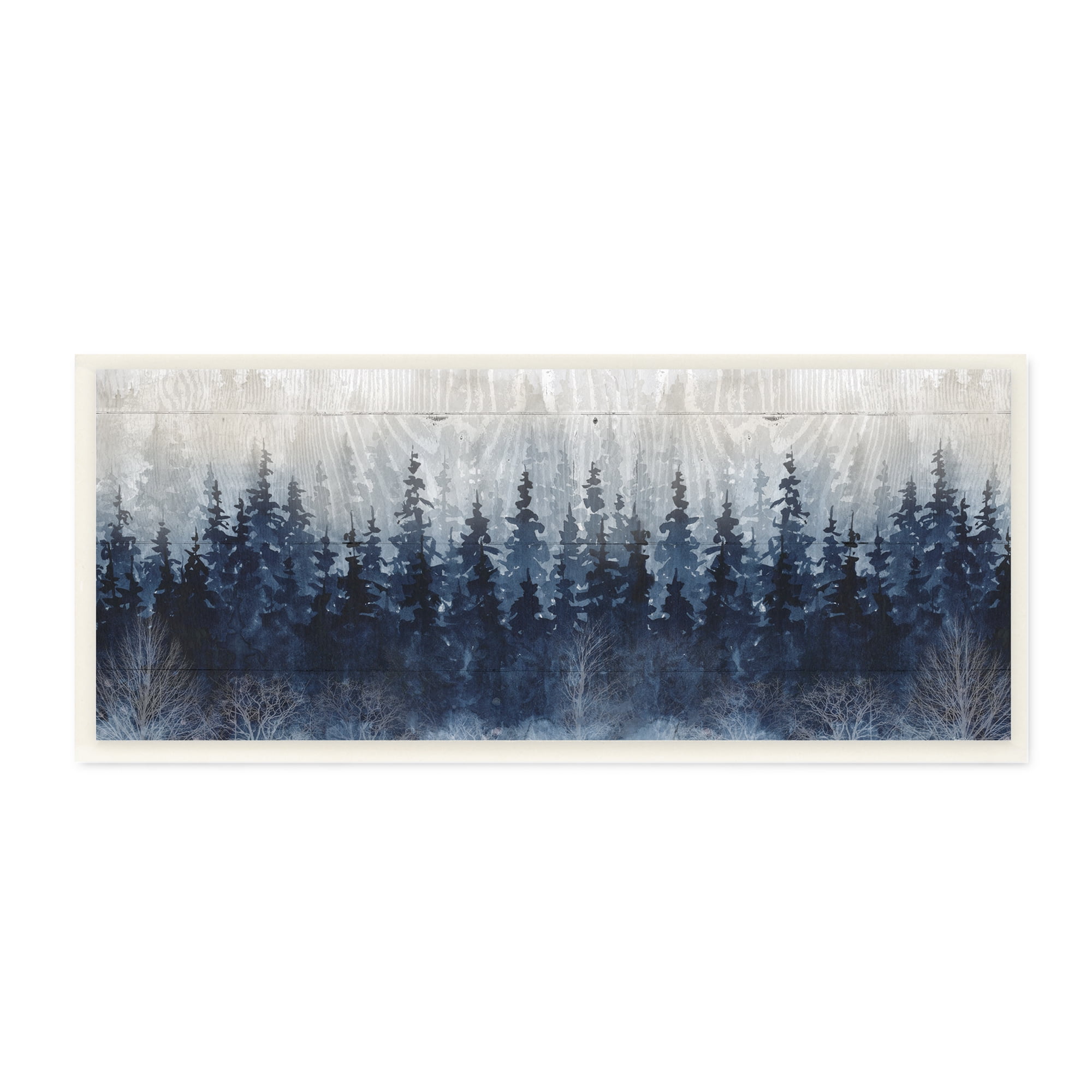 Rustic Blue Forest Tree Line Fir Wood Wall Art