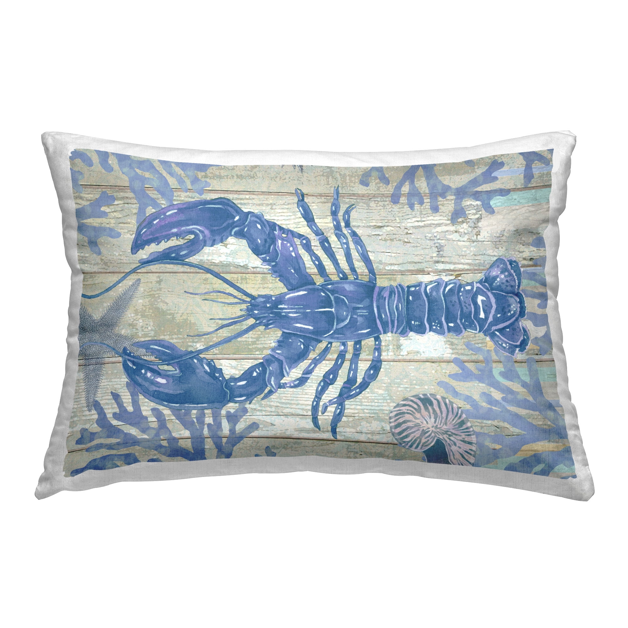 Stupell Industries Rustic Blue Lobster Decorative Printed Throw Pillow Design by Andrea Tachiera