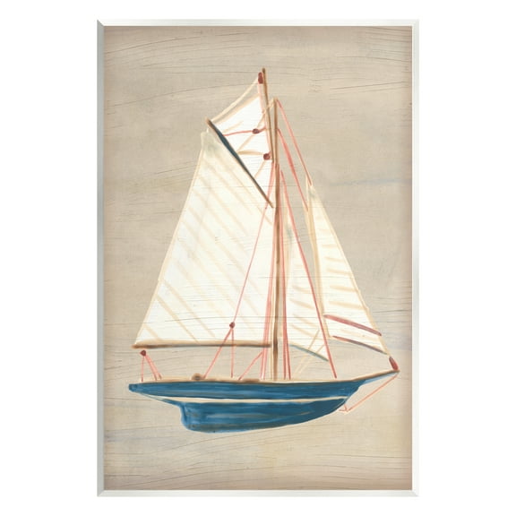 Stupell Industries Rustic Blue Sailboat Transportation Painting Unframed Art Print Wall Art, 10 x 15
