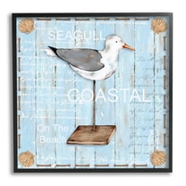 Stupell Industries Rustic Blue Seagull Animals & Insects Painting Black Framed Art Print Wall Art, 12 x 12