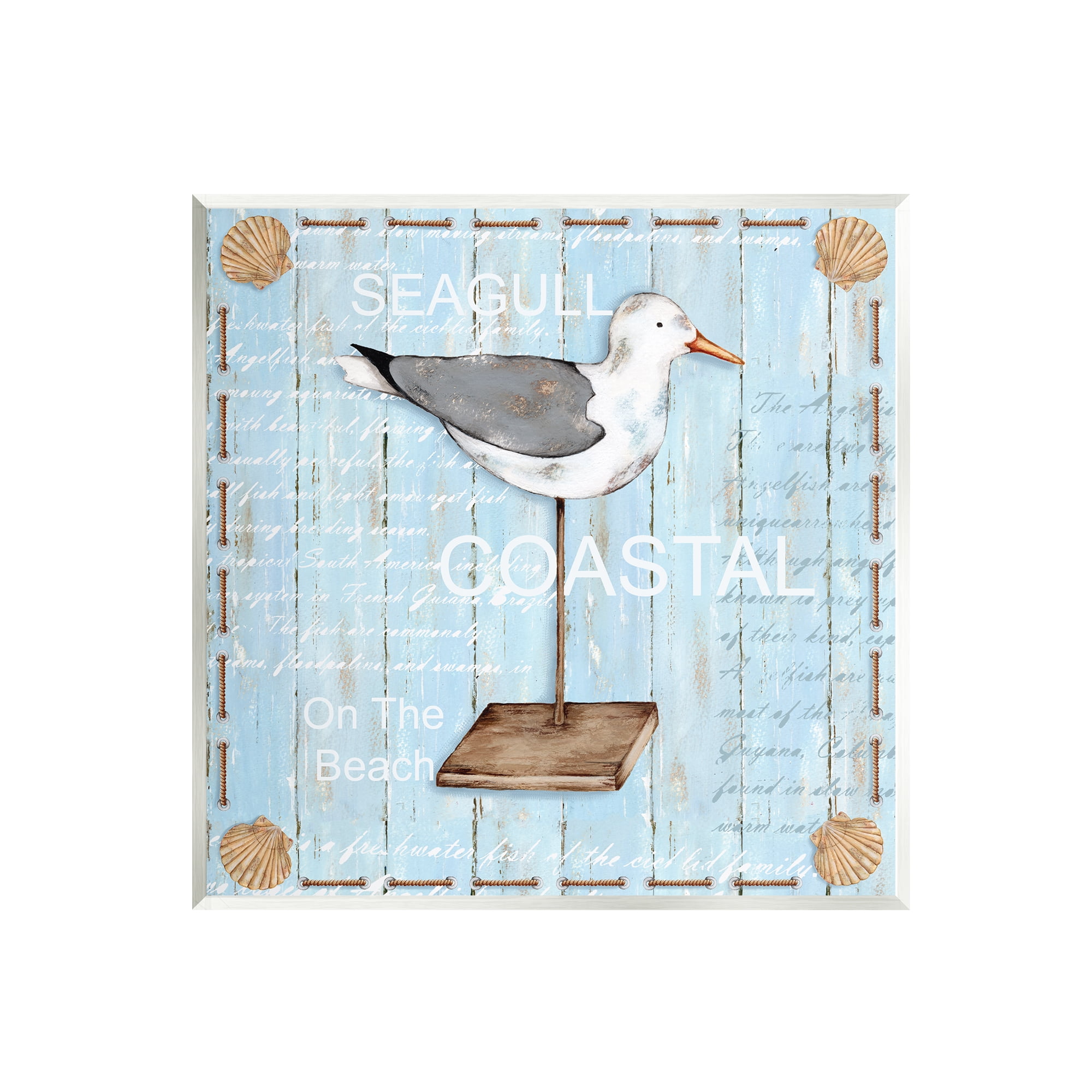 Stupell Industries Rustic Blue Seagull Animals & Insects Painting Unframed Art Print Wall Art, 12 x 12