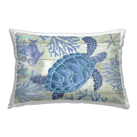Stupell Industries Rustic Blue Turtle Decorative Printed Throw Pillow Design by Andrea Tachiera