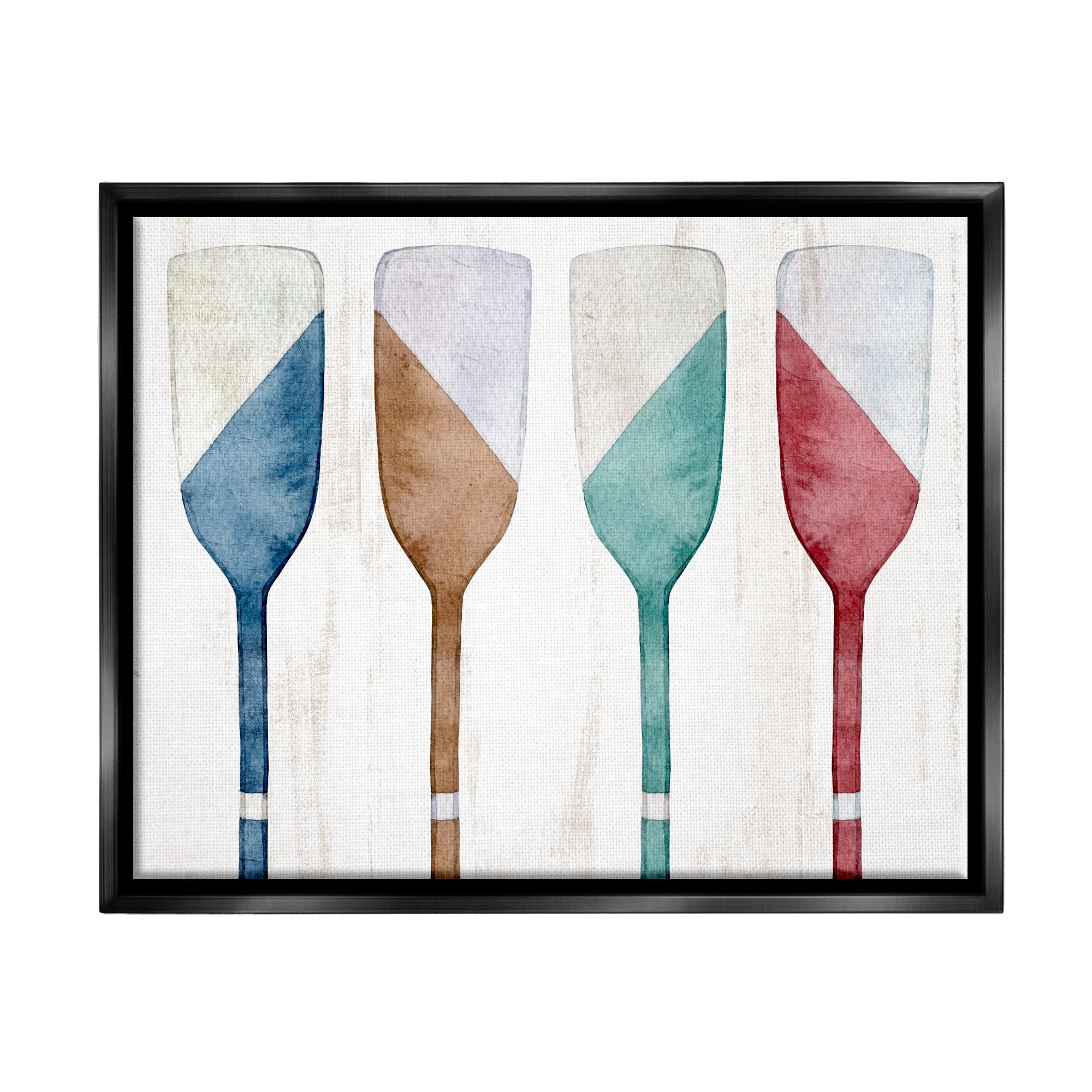 Stupell Industries Rustic Boat Oars Nature Painting Black Floater Framed Art Print Wall Art, 21 x 17