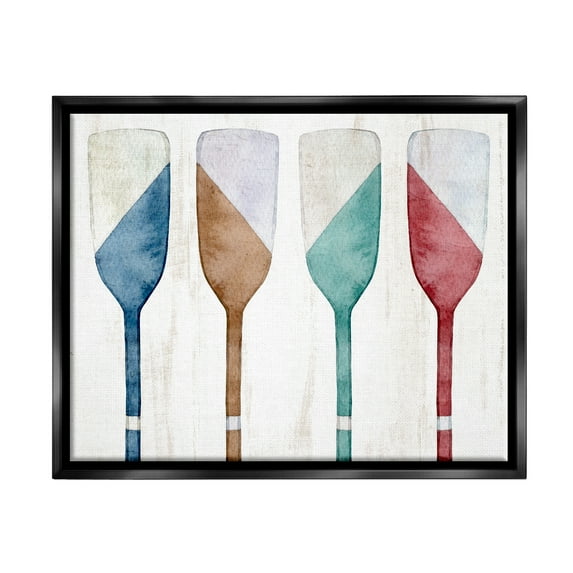 Stupell Industries Rustic Boat Oars Nature Painting Black Floater Framed Art Print Wall Art, 21 x 17