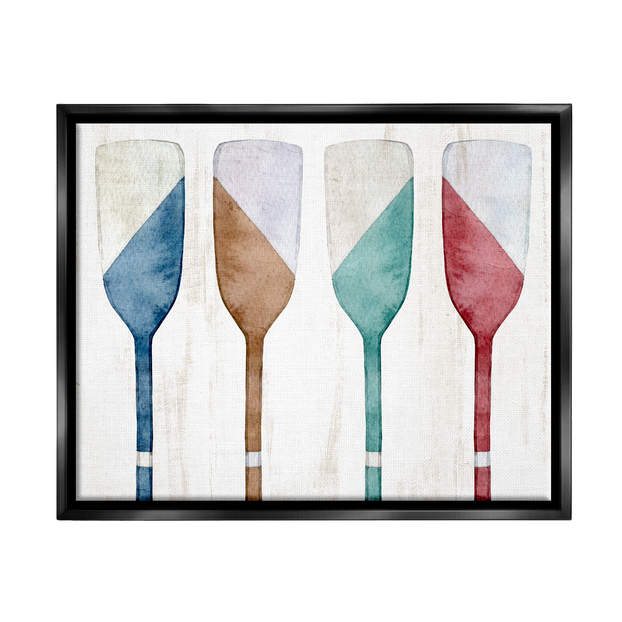 Stupell Industries Rustic Boat Oars Nature Painting Black Floater Framed Art Print Wall Art, 31 x 25