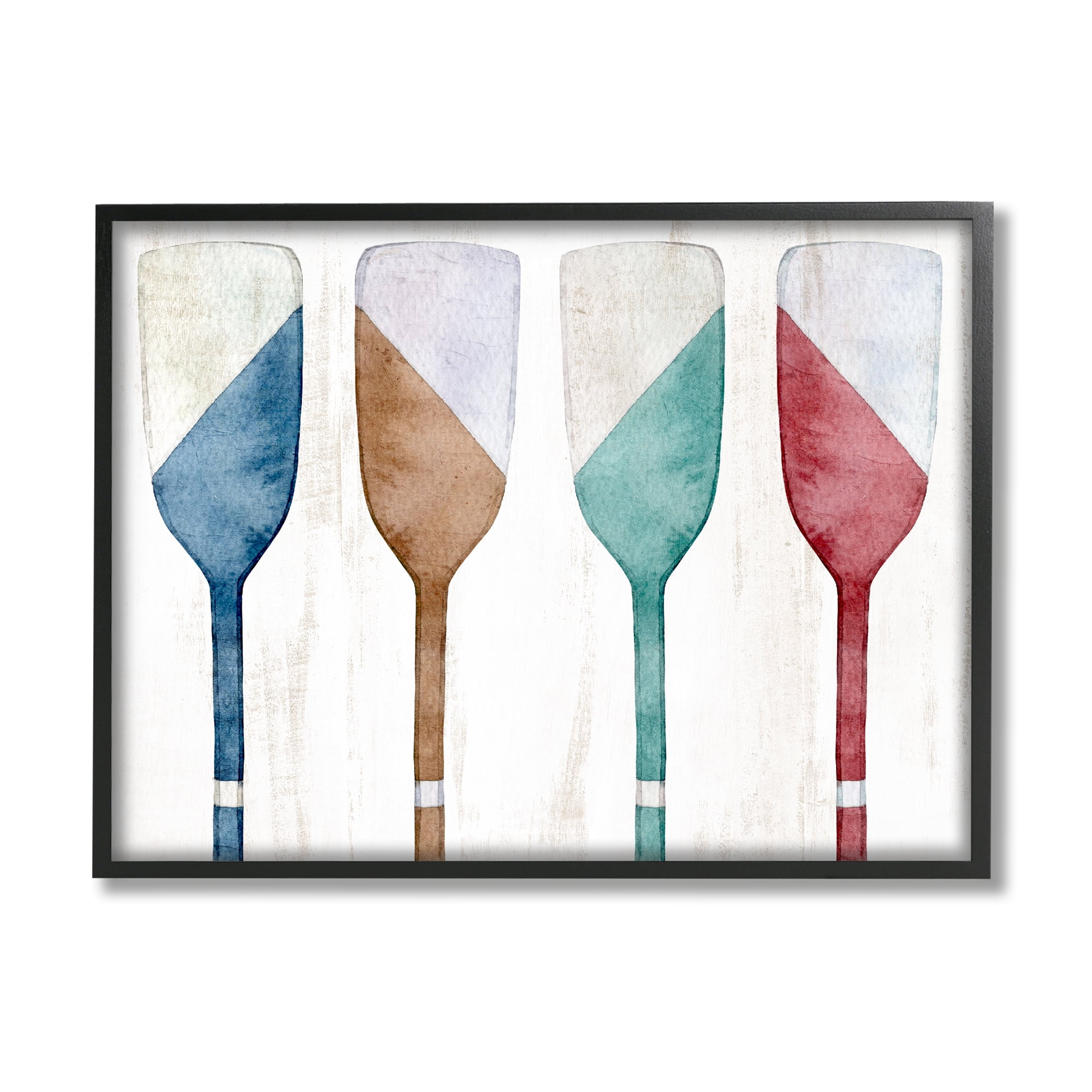 Stupell Industries Rustic Boat Oars Nature Painting Black Framed Art Print Wall Art, 14 x 11